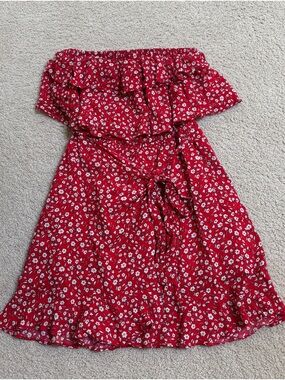 Vici Red Floral Off-Shoulder Top